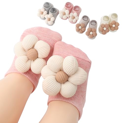 DRESHOW Mädchen Knöchel Socken Niedliche Blume Anti-Rutsch-Griff Niedrig Geschnitten Knöchelsocken für Baby Kleinkinder Mädchen 0-6 Monate von DRESHOW