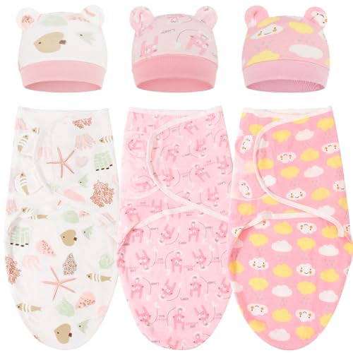 DRESHOW Neugeborene Swaddle Decke Hut Set Baby Gedruckt Swaddles Säugling Einstellbar Schlafsack für 0-3 Monate Mädchen Jungen DRESHOW Neugeborene Swaddle Decke Hut Set Baby Gedruckt Swaddles Säugling Einstellbar Schlafsack für 0-3 Monate Mädchen Jungen von DRESHOW