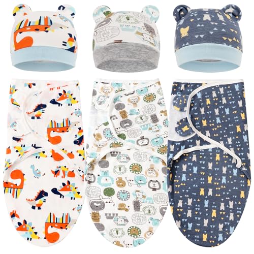 DRESHOW Neugeborene Swaddle Decke Hut Set Baby Gedruckt Swaddles Säugling Einstellbar Schlafsack für 0-3 Monate Mädchen Jungen DRESHOW Neugeborene Swaddle Decke Hut Set Baby Gedruckt Swaddles Säugling Einstellbar Schlafsack für 0-3 Monate Mädchen Jungen von DRESHOW