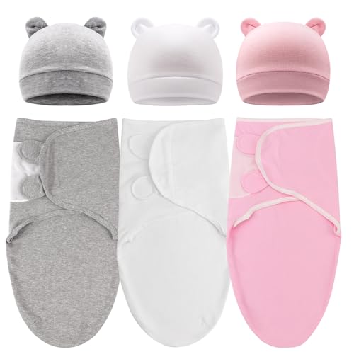 DRESHOW Neugeborene Swaddle Decke Hut Set Baby Swaddles Säugling Einstellbar Schlafsack für 0-3 Monate Mädchen Jungen DRESHOW Neugeborene Swaddle Decke Hut Set Baby Swaddles Säugling Einstellbar Schlafsack für 0-3 Monate Mädchen Jungen von DRESHOW