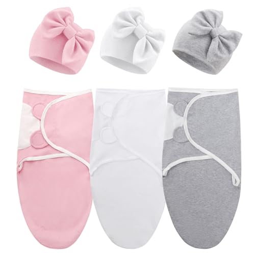 DRESHOW Neugeborene Swaddle Decke Hut Set Baby Swaddles Säugling Einstellbar Schlafsack für 0-3 Monate Mädchen Jungen DRESHOW Neugeborene Swaddle Decke Hut Set Baby Swaddles Säugling Einstellbar Schlafsack für 0-3 Monate Mädchen Jungen von DRESHOW