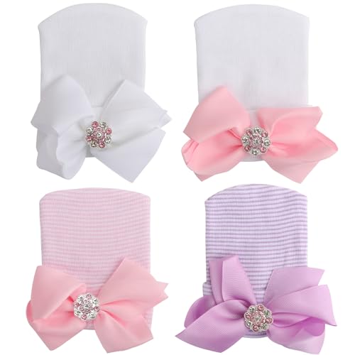 DRESHOW Neugeborenen Krankenhaus Hut Infant Baby Hut Mütze Mit Großen Bogen Weichen Niedlichen Knot Kindergarten Mütze von DRESHOW