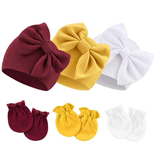 DRESHOW Neugeborenes Baby Mütze Hut und Handschuhe Set Beanie Bekleidung Unisex Infant Hut Kindergarten Mütze Baby Jungen Mädchen 0-6 Monate von DRESHOW