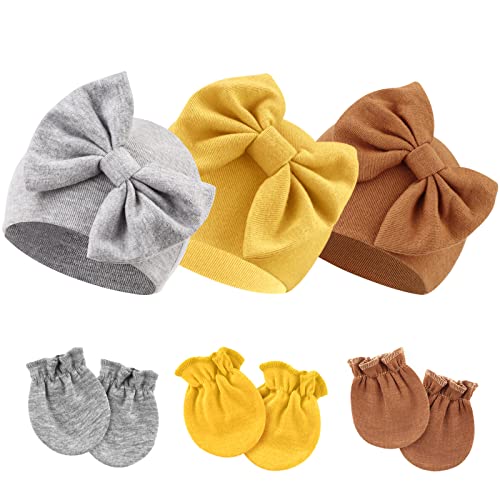 DRESHOW Neugeborenes Baby Mütze Hut und Handschuhe Set Beanie Bekleidung Unisex Infant Hut Kindergarten Mütze Baby Jungen Mädchen 0-6 Monate von DRESHOW