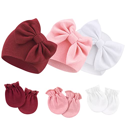 DRESHOW Neugeborenes Baby Mütze Hut und Handschuhe Set Beanie Bekleidung Unisex Infant Hut Kindergarten Mütze Baby Jungen Mädchen 0-6 Monate von DRESHOW