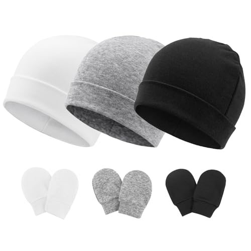 DRESHOW Neugeborenes Baby Mütze Hut und Handschuhe Set Beanie Bekleidung Unisex Infant Hut Kindergarten Mütze Baby Jungen Mädchen 0-6 Monate von DRESHOW