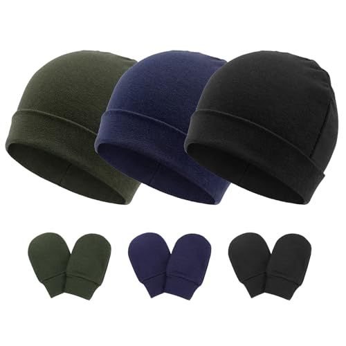 DRESHOW Neugeborenes Baby Mütze Hut und Handschuhe Set Beanie Bekleidung Unisex Infant Hut Kindergarten Mütze Baby Jungen Mädchen 0-6 Monate von DRESHOW