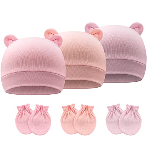 DRESHOW Neugeborenes Baby Mütze Hut und Handschuhe Set Beanie Bekleidung Unisex Infant Hut Kindergarten Mütze Baby Jungen Mädchen 0-6 Monate von DRESHOW