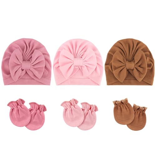 DRESHOW Neugeborenes Baby Mütze Hut und Handschuhe Set Beanie Bekleidung Unisex Infant Hut Kindergarten Mütze Baby Jungen Mädchen 0-6 Monate von DRESHOW