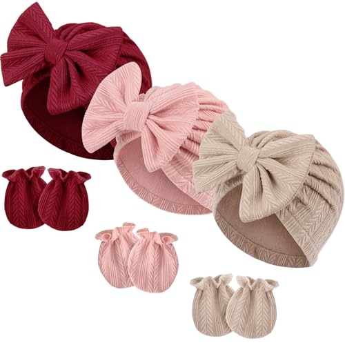 DRESHOW Neugeborenes Baby Mütze Hut und Handschuhe Set Beanie Bekleidung Unisex Infant Hut Kindergarten Mütze Baby Jungen Mädchen 0-6 Monate von DRESHOW
