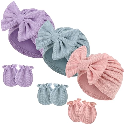 DRESHOW Neugeborenes Baby Mütze Hut und Handschuhe Set Beanie Bekleidung Unisex Infant Hut Kindergarten Mütze Baby Jungen Mädchen 0-6 Monate von DRESHOW