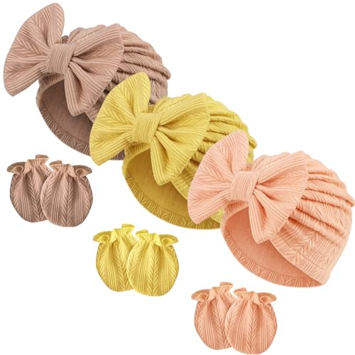 DRESHOW Neugeborenes Baby Mütze Hut und Handschuhe Set Beanie Bekleidung Unisex Infant Hut Kindergarten Mütze Baby Jungen Mädchen 0-6 Monate von DRESHOW