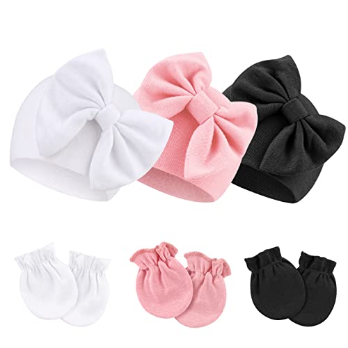 DRESHOW Neugeborenes Baby Mütze Hut und Handschuhe Set Beanie Bekleidung Unisex Infant Hut Kindergarten Mütze Baby Jungen Mädchen 0-6 Monate von DRESHOW