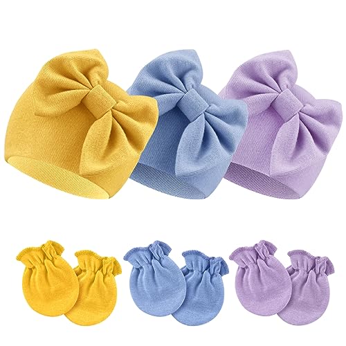 DRESHOW Neugeborenes Baby Mütze Hut und Handschuhe Set Beanie Bekleidung Unisex Infant Hut Kindergarten Mütze Baby Jungen Mädchen 0-6 Monate von DRESHOW