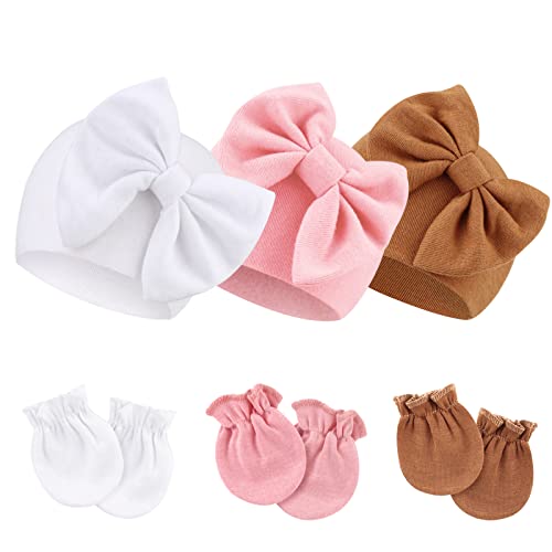 DRESHOW Neugeborenes Baby Mütze Hut und Handschuhe Set Beanie Bekleidung Unisex Infant Hut Kindergarten Mütze Baby Jungen Mädchen 0-6 Monate von DRESHOW