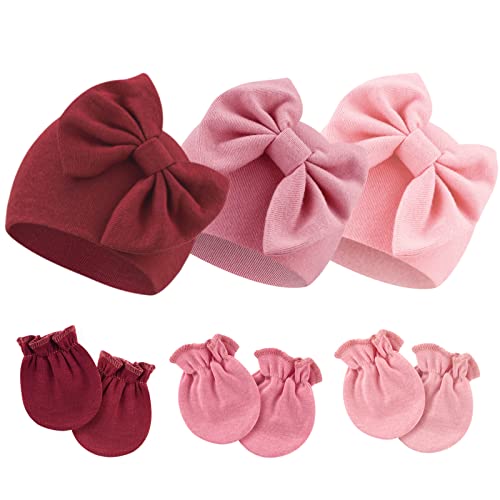 DRESHOW Neugeborenes Baby Mütze Hut und Handschuhe Set Beanie Bekleidung Unisex Infant Hut Kindergarten Mütze Baby Jungen Mädchen 0-6 Monate von DRESHOW