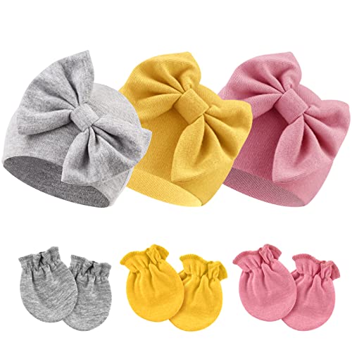 DRESHOW Neugeborenes Baby Mütze Hut und Handschuhe Set Beanie Bekleidung Unisex Infant Hut Kindergarten Mütze Baby Jungen Mädchen 0-6 Monate von DRESHOW