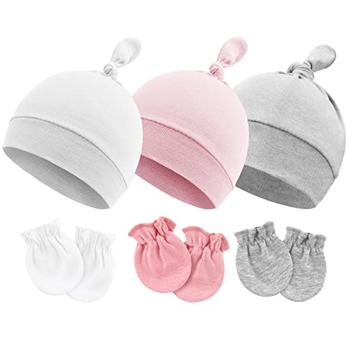 DRESHOW Neugeborenes Baby Mütze Hut und Handschuhe Set Beanie Bekleidung Unisex Infant Hut Kindergarten Mütze Baby Jungen Mädchen 0-6 Monate von DRESHOW