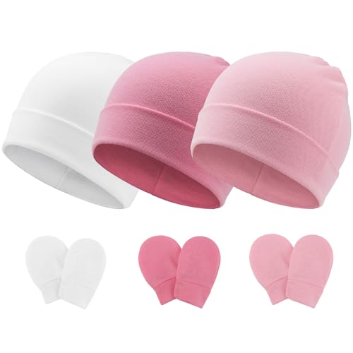 DRESHOW Neugeborenes Baby Mütze Hut und Handschuhe Set Beanie Bekleidung Unisex Infant Hut Kindergarten Mütze Baby Jungen Mädchen 0-6 Monate von DRESHOW