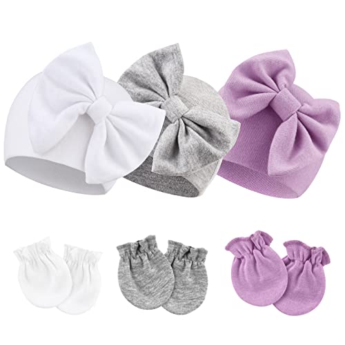 DRESHOW Neugeborenes Baby Mütze Hut und Handschuhe Set Beanie Bekleidung Unisex Infant Hut Kindergarten Mütze Baby Jungen Mädchen 0-6 Monate von DRESHOW