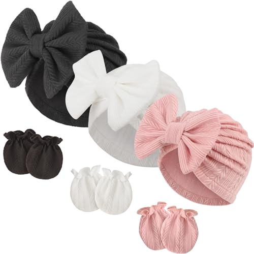 DRESHOW Neugeborenes Baby Mütze Hut und Handschuhe Set Beanie Bekleidung Unisex Infant Hut Kindergarten Mütze Baby Jungen Mädchen 0-6 Monate von DRESHOW