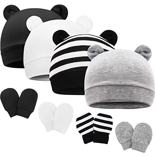 DRESHOW Neugeborenes Baby Mütze Hut und Handschuhe Set Beanie Bekleidung Unisex Infant Hut Kindergarten Mütze Baby Jungen Mädchen 0-6 Monate von DRESHOW