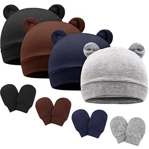 DRESHOW Neugeborenes Baby Mütze Hut und Handschuhe Set Beanie Bekleidung Unisex Infant Hut Kindergarten Mütze Baby Jungen Mädchen 0-6 Monate von DRESHOW