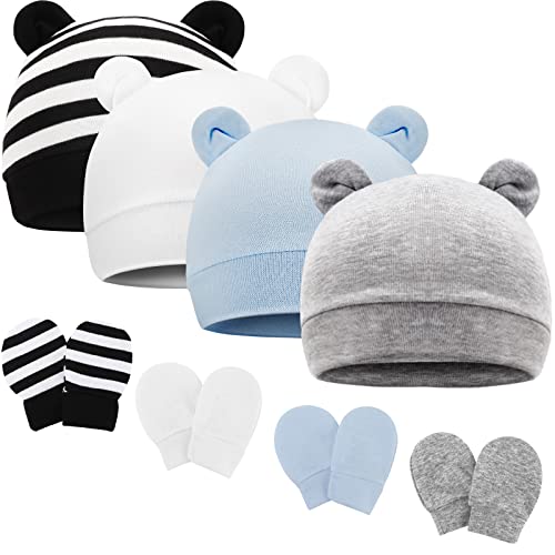 DRESHOW Neugeborenes Baby Mütze Hut und Handschuhe Set Beanie Bekleidung Unisex Infant Hut Kindergarten Mütze Baby Jungen Mädchen 0-6 Monate von DRESHOW