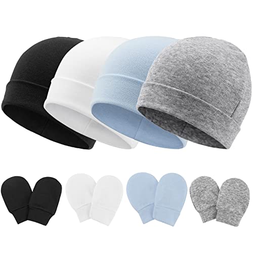 DRESHOW Neugeborenes Baby Mütze Hut und Handschuhe Set Beanie Bekleidung Unisex Infant Hut Kindergarten Mütze Baby Jungen Mädchen 0-6 Monate von DRESHOW