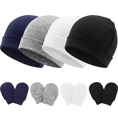 DRESHOW Neugeborenes Baby Mütze Hut und Handschuhe Set Beanie Bekleidung Unisex Infant Hut Kindergarten Mütze Baby Jungen Mädchen 0-6 Monate von DRESHOW