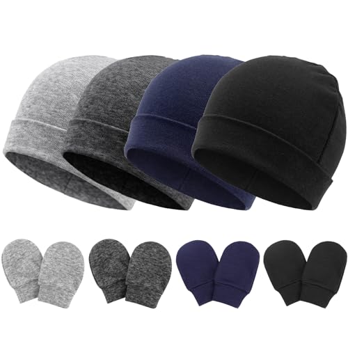 DRESHOW Neugeborenes Baby Mütze Hut und Handschuhe Set Beanie Bekleidung Unisex Infant Hut Kindergarten Mütze Baby Jungen Mädchen 0-6 Monate von DRESHOW