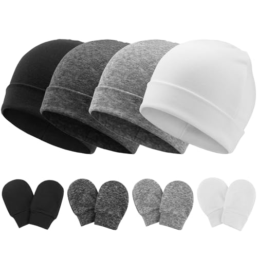 DRESHOW Neugeborenes Baby Mütze Hut und Handschuhe Set Beanie Bekleidung Unisex Infant Hut Kindergarten Mütze Baby Jungen Mädchen 0-6 Monate von DRESHOW