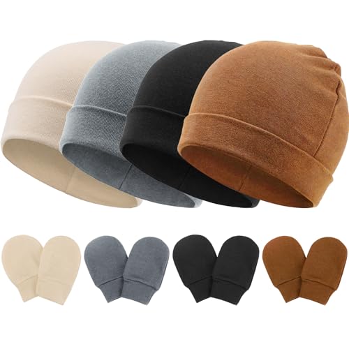 DRESHOW Neugeborenes Baby Mütze Hut und Handschuhe Set Beanie Bekleidung Unisex Infant Hut Kindergarten Mütze Baby Jungen Mädchen 0-6 Monate von DRESHOW