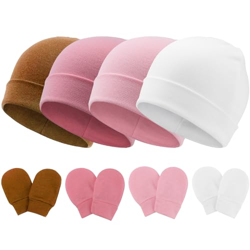 DRESHOW Neugeborenes Baby Mütze Hut und Handschuhe Set Beanie Bekleidung Unisex Infant Hut Kindergarten Mütze Baby Jungen Mädchen 0-6 Monate von DRESHOW