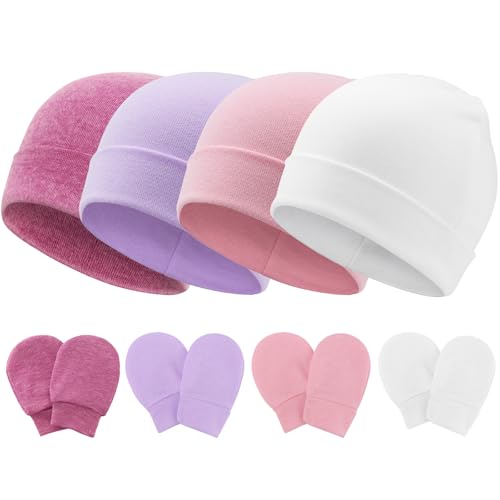 DRESHOW Neugeborenes Baby Mütze Hut und Handschuhe Set Beanie Bekleidung Unisex Infant Hut Kindergarten Mütze Baby Jungen Mädchen 0-6 Monate von DRESHOW