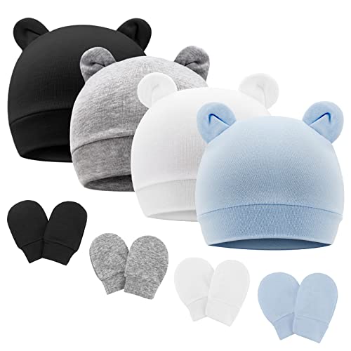 DRESHOW Neugeborenes Baby Mütze Hut und Handschuhe Set Beanie Bekleidung Unisex Infant Hut Kindergarten Mütze Baby Jungen Mädchen 0-6 Monate von DRESHOW