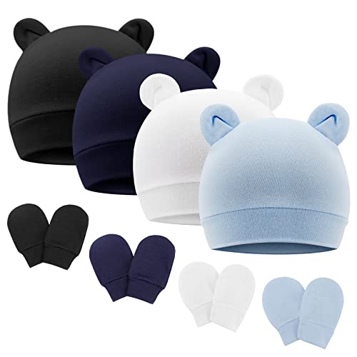 DRESHOW Neugeborenes Baby Mütze Hut und Handschuhe Set Beanie Bekleidung Unisex Infant Hut Kindergarten Mütze Baby Jungen Mädchen 0-6 Monate von DRESHOW