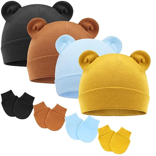 DRESHOW Neugeborenes Baby Mütze Hut und Handschuhe Set Beanie Bekleidung Unisex Infant Hut Kindergarten Mütze Baby Jungen Mädchen 0-6 Monate von DRESHOW