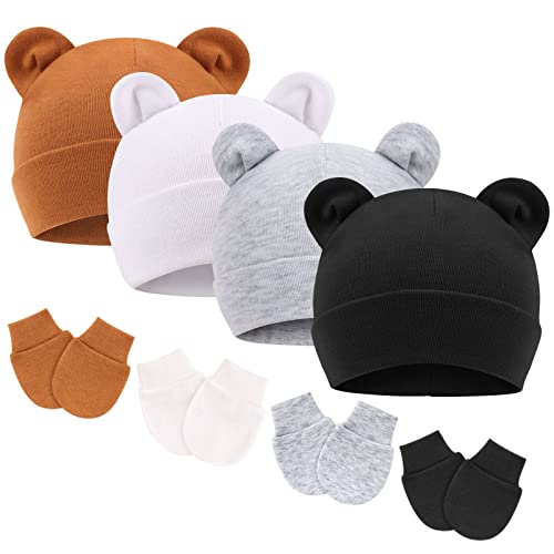 DRESHOW Neugeborenes Baby Mütze Hut und Handschuhe Set Beanie Bekleidung Unisex Infant Hut Kindergarten Mütze Baby Jungen Mädchen 0-6 Monate von DRESHOW