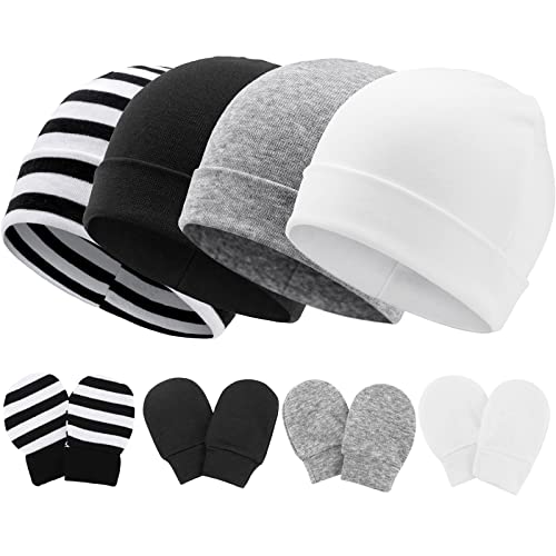 DRESHOW Neugeborenes Baby Mütze Hut und Handschuhe Set Beanie Bekleidung Unisex Infant Hut Kindergarten Mütze Baby Jungen Mädchen 0-6 Monate von DRESHOW