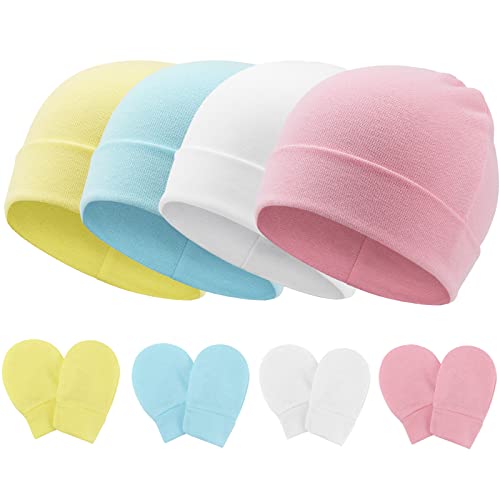 DRESHOW Neugeborenes Baby Mütze Hut und Handschuhe Set Beanie Bekleidung Unisex Infant Hut Kindergarten Mütze Baby Jungen Mädchen 0-6 Monate von DRESHOW