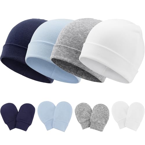 DRESHOW Neugeborenes Baby Mütze Hut und Handschuhe Set Beanie Bekleidung Unisex Infant Hut Kindergarten Mütze Baby Jungen Mädchen 0-6 Monate von DRESHOW