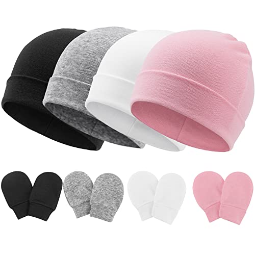 DRESHOW Neugeborenes Baby Mütze Hut und Handschuhe Set Beanie Bekleidung Unisex Infant Hut Kindergarten Mütze Baby Jungen Mädchen 0-6 Monate von DRESHOW