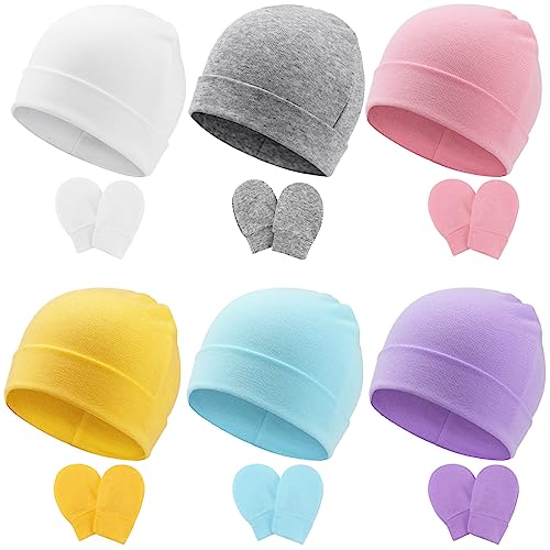 DRESHOW Neugeborenes Baby Mütze Hut und Handschuhe Set Beanie Bekleidung Unisex Infant Hut Kindergarten Mütze Baby Jungen Mädchen 0-6 Monate von DRESHOW