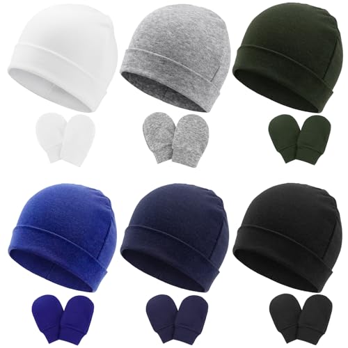 DRESHOW Neugeborenes Baby Mütze Hut und Handschuhe Set Beanie Bekleidung Unisex Infant Hut Kindergarten Mütze Baby Jungen Mädchen 0-6 Monate von DRESHOW