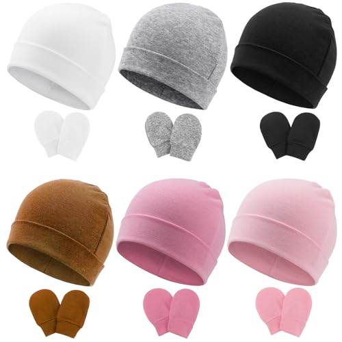 DRESHOW Neugeborenes Baby Mütze Hut und Handschuhe Set Beanie Bekleidung Unisex Infant Hut Kindergarten Mütze Baby Jungen Mädchen 0-6 Monate von DRESHOW