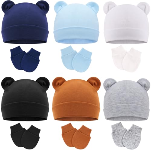 DRESHOW Neugeborenes Baby Mütze Hut und Handschuhe Set Beanie Bekleidung Unisex Infant Hut Kindergarten Mütze Baby Jungen Mädchen 0-6 Monate von DRESHOW