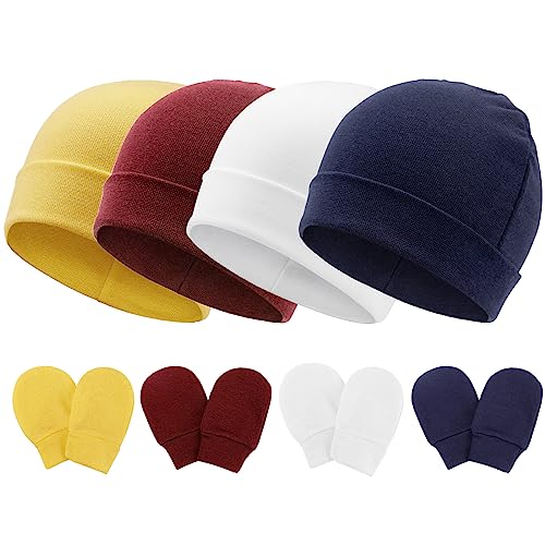 DRESHOW Neugeborenes Baby Mütze Hut und Handschuhe Set Beanie Bekleidung Unisex Infant Hut Kindergarten Mütze Baby Jungen Mädchen 0-6 Monate von DRESHOW