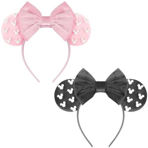 DRESHOW Perlen Mickey Maus Haarband Mäuseohren Bogen Haarbänder Party Dekoration Cosplay Kostüm für Erwachsene & Kinder von DRESHOW