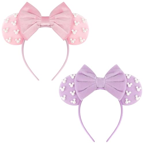 DRESHOW Perlen Mickey Maus Haarband Mäuseohren Bogen Haarbänder Party Dekoration Cosplay Kostüm für Erwachsene & Kinder von DRESHOW